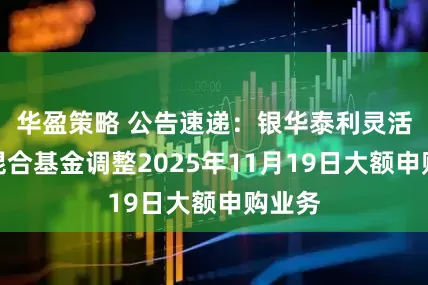 华盈策略 公告速递：银华泰利灵活配置混合基金调整2025年11月19日大额申购业务